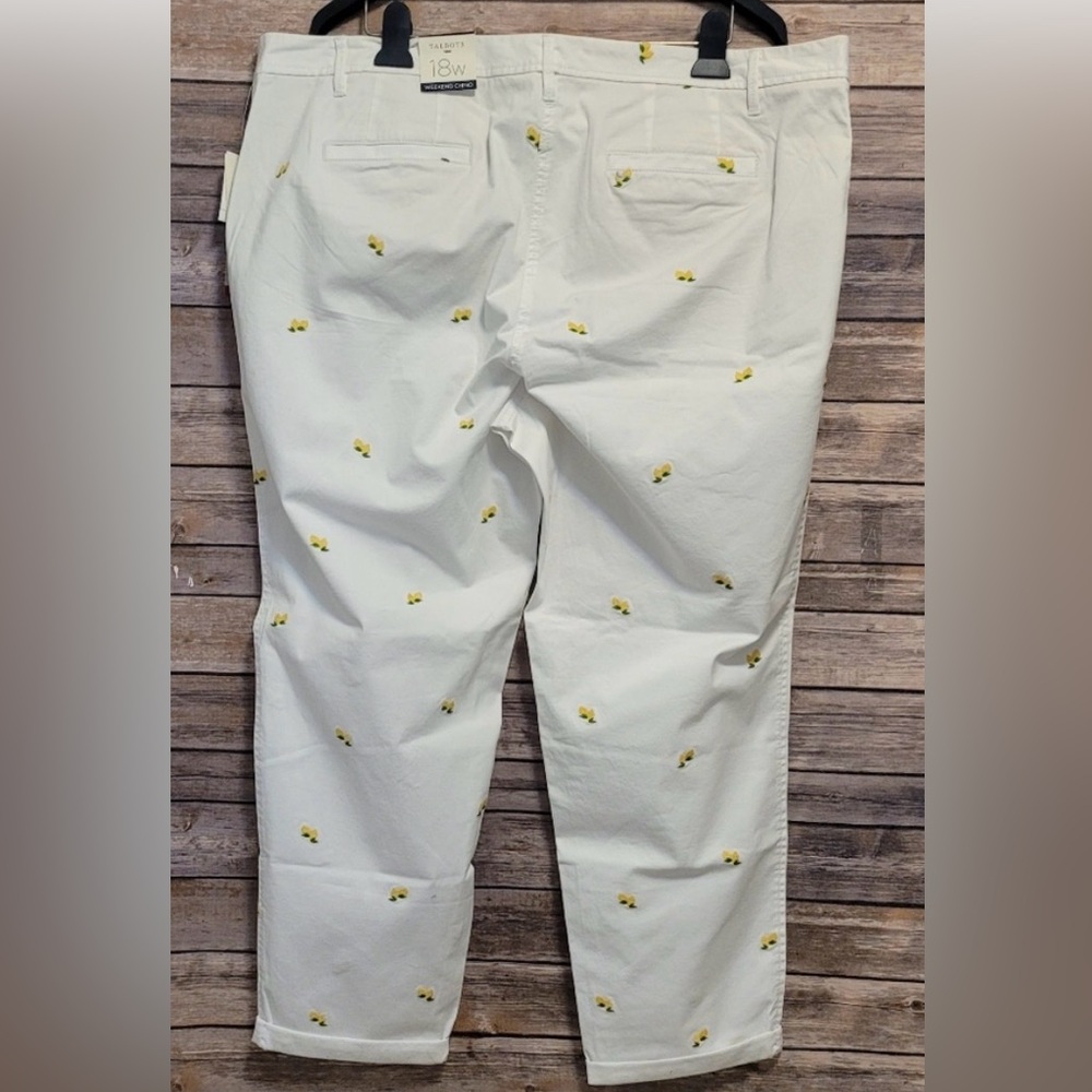 Talbots White Chino Pants with Embroidered Lemons Size 18W - Picture 2 of 7